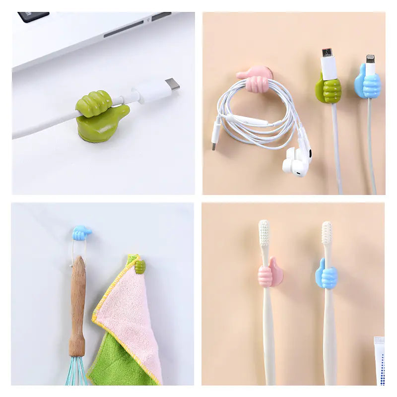 10 Pack Creative Silicone Thumb Key Hooks & Cable Clips