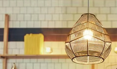 Boho Woven Ceiling Light Shade | Handwoven Pendant Light