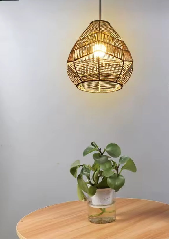 Boho Woven Ceiling Light Shade | Handwoven Pendant Light