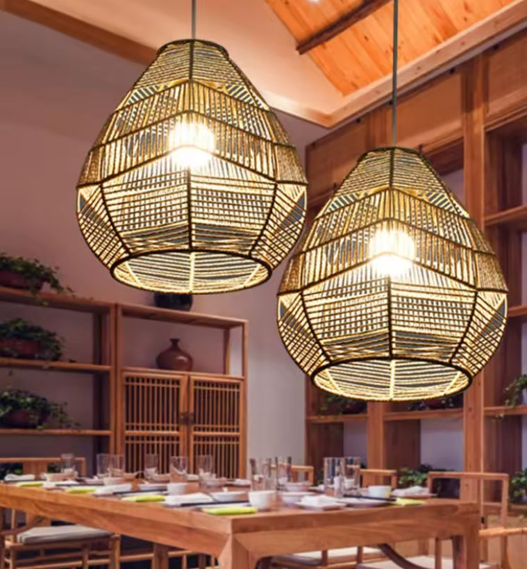 Boho Woven Ceiling Light Shade | Handwoven Pendant Light