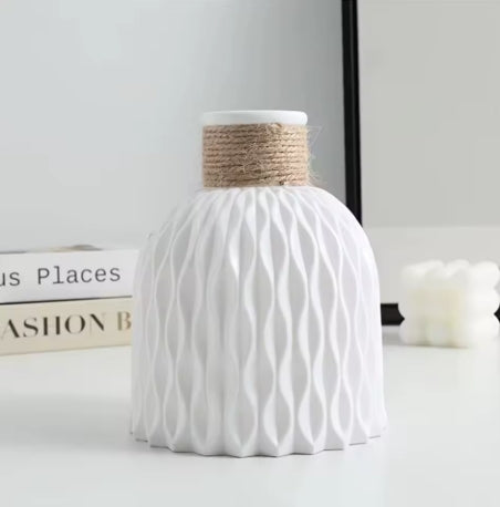 Nordic Style Ripple Vase | Modern Plastic Flower Pot