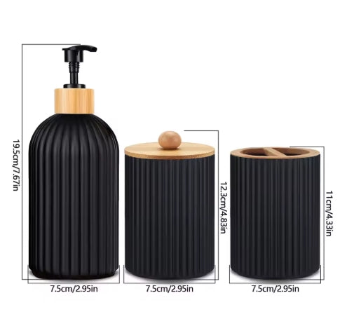 Bathroom Accessories Set – Dispenser, Storage Jar & Holder