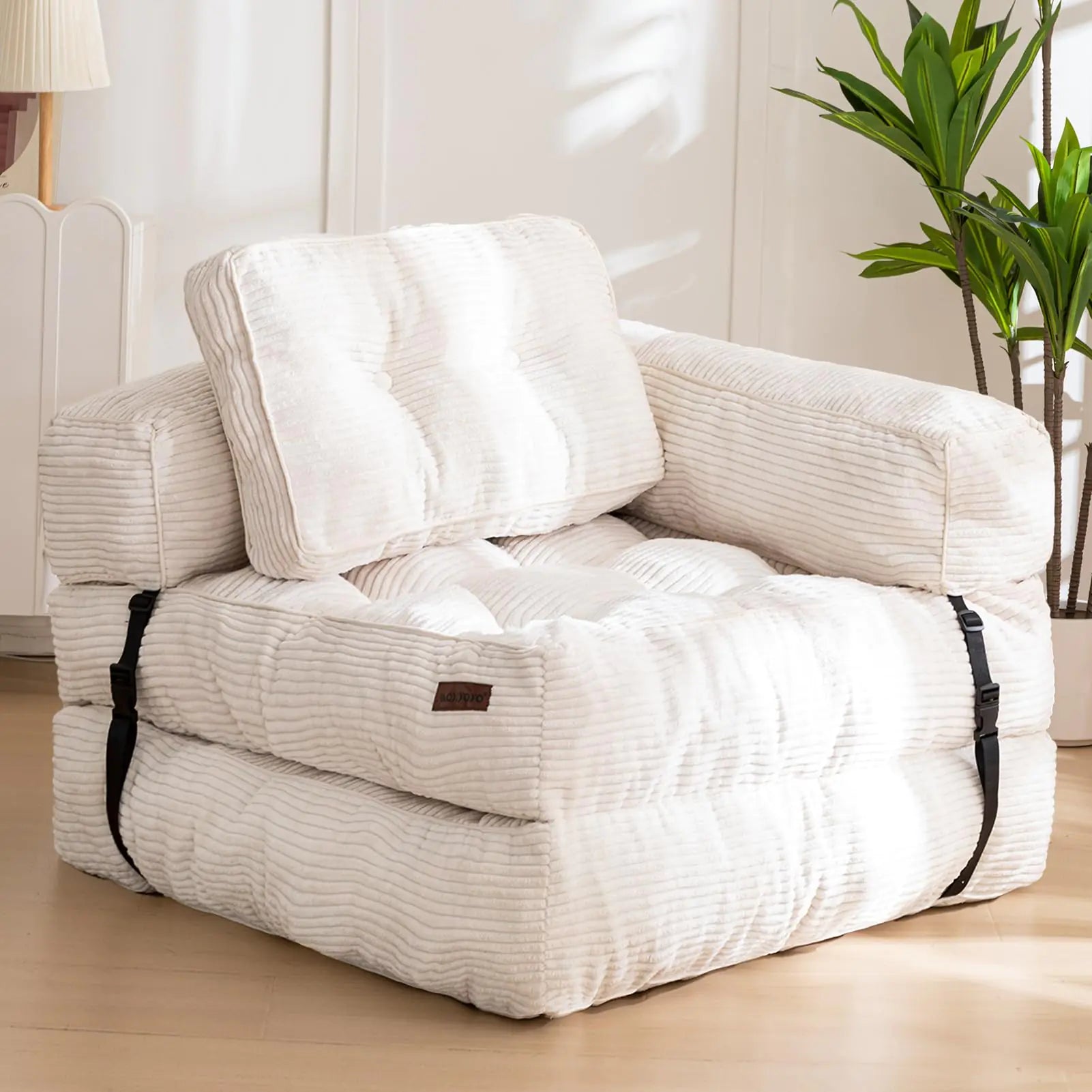 MAXYOYO Folding Sofa Bed L-Shaped Convertible Sofa Bed with Armrest